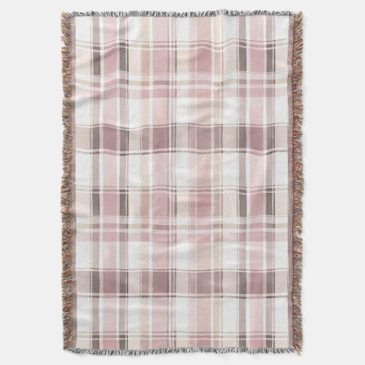 Blush roze witte plaid strepen deken (Voorkant Verticaal)