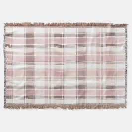 Blush roze witte plaid strepen deken