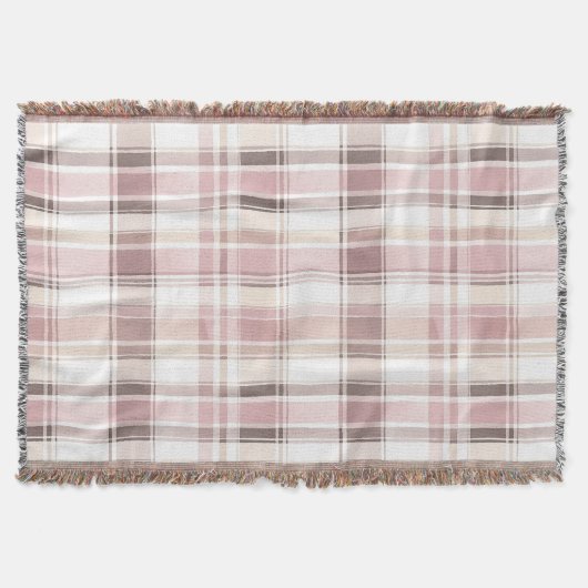 Blush roze witte plaid strepen deken (Voorkant)