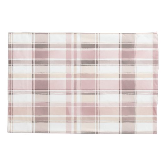 Blush roze witte plaid strepen kussensloop (Achterkant-Links)
