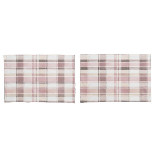 Blush roze witte plaid strepen kussensloop (Voorkant-Set)
