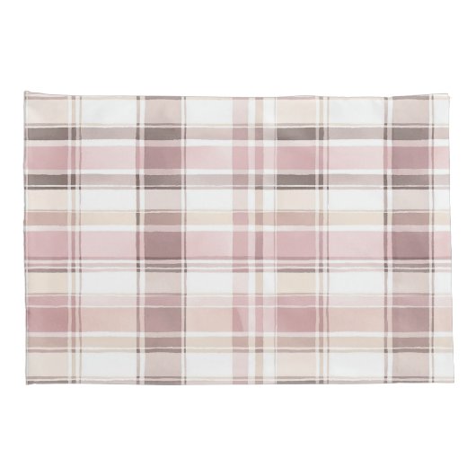 Blush roze witte plaid strepen kussensloop (Achterkant-Rechts)