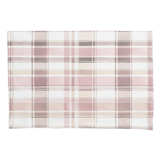 Blush roze witte plaid strepen kussensloop (Voorkant-Links)