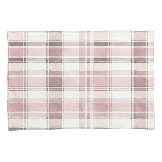 Blush roze witte plaid strepen kussensloop (Voorkant-Rechts)