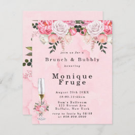 Blush roze witte pony's Brunch & Bubble Kaart