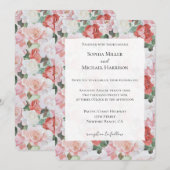Blush roze witte rode rozen bloemenbruiloft kaart (Voorkant / Achterkant)