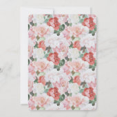 Blush roze witte rode rozen bloemenbruiloft kaart (Achterkant)