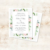 Blush roze witte roses Greenery Wedding Invitation