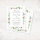 Blush roze witte roses Greenery Wedding Invitation