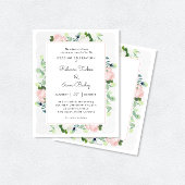 Blush roze witte roses Greenery Wedding Invitation
