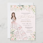 Blush roze witte rozen Luxe Sweet Sixteen uitnodig Kaart (Voorkant)