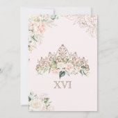 Blush roze witte rozen Luxe Sweet Sixteen uitnodig Kaart (Achterkant)