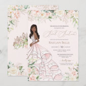 Blush roze witte rozen Luxury Game Sweet Sixteen Kaart (Voorkant / Achterkant)