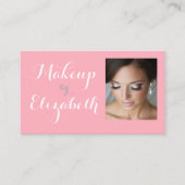 Blush Roze Witte Script Foto Make-up Visitekaartje (Voorkant)
