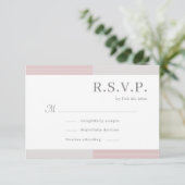 Blush roze witte strepen legant bruilding RSVP Kaart (Staand voorkant)