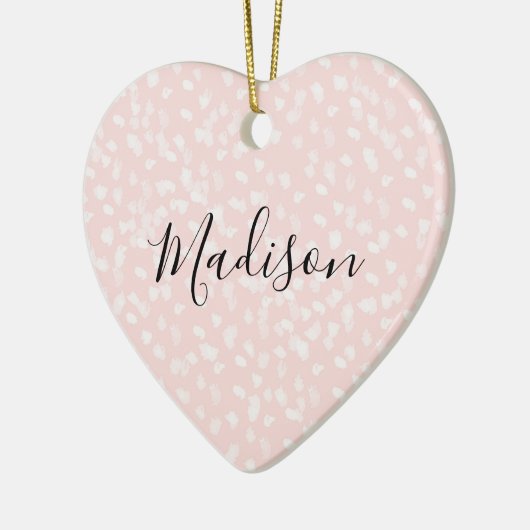 Blush roze witte vlekken keramisch ornament (Links)