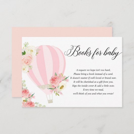 Blush roze witte warme ballon boekaanvraag Encl Informatiekaartje (Voorkant / Achterkant)