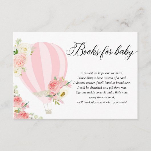 Blush roze witte warme ballon boekaanvraag Encl Informatiekaartje (Voorkant)