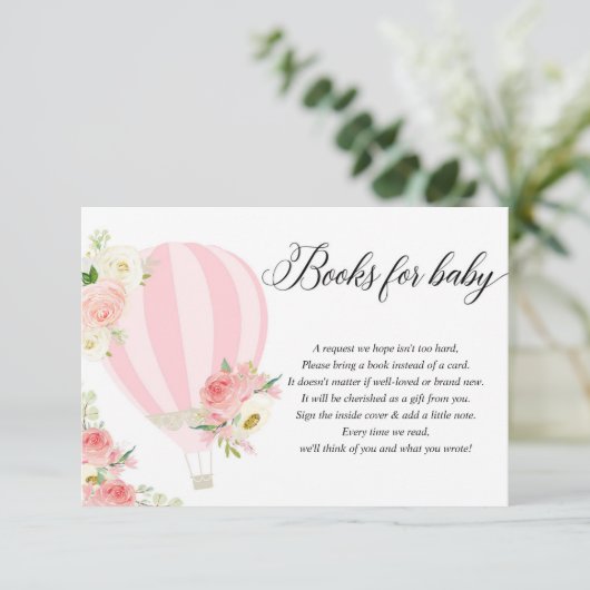 Blush roze witte warme ballon boekaanvraag Encl Informatiekaartje (Staand voorkant)