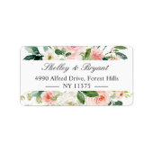 Blush Roze witte Waterverf Floral adres Etiket (Voorkant)