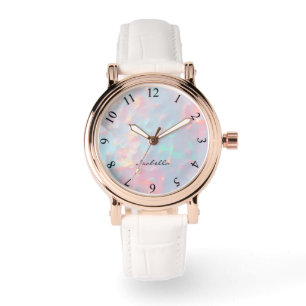Blush Roze Zachte Mint Goud Luxe Moderne Collectie Horloge