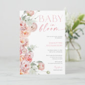 Blush roze zachte waterverven baby in bloeidouche kaart (Staand voorkant)