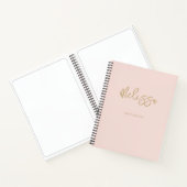 Blush roze zakboek Gold Script Monogram naam Notitieboek (Binnen)