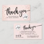 Blush Roze zakelijke bestelling Hartelijk dank voo Visitekaartje (Voorkant / Achterkant)