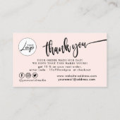 Blush Roze zakelijke bestelling Hartelijk dank voo Visitekaartje (Achterkant)