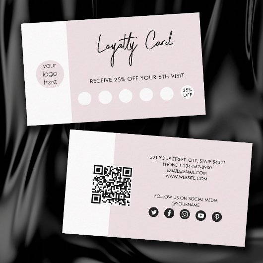 Blush Roze zakelijke Logo QR-code Loyalty Visitekaartje