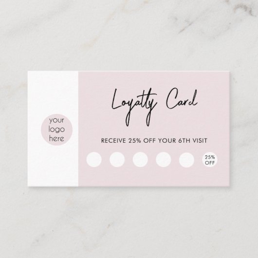 Blush Roze zakelijke Logo QR-code Loyalty Visitekaartje (Voorkant)