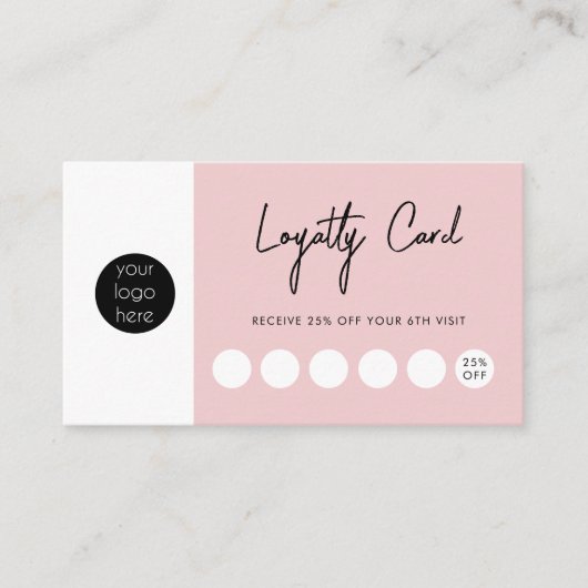 Blush Roze zakelijke Logo QR-code Loyalty Visitekaartje (Voorkant)