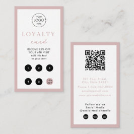 Blush Roze zakelijke Logo QR-code Loyalty Visitekaartje