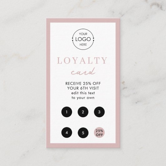 Blush Roze zakelijke Logo QR-code Loyalty Visitekaartje (Voorkant)