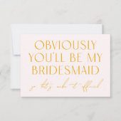 Blush roze zal je zijn mijn Bridesmaid voorstel Kaart (Voorkant)