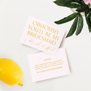 Blush roze zal je zijn mijn Bridesmaid voorstel Kaart