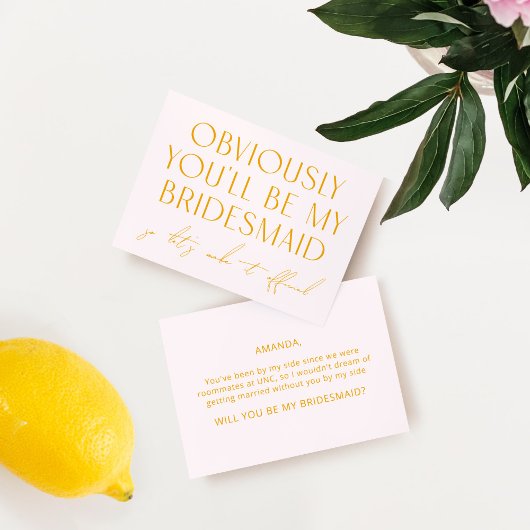 Blush roze zal je zijn mijn Bridesmaid voorstel Kaart