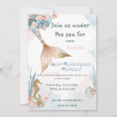 Blush roze zeemeermin staart verjaardag kaart (Voorkant)