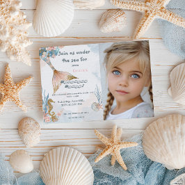 Blush roze zeemeermin staart verjaardag kaart