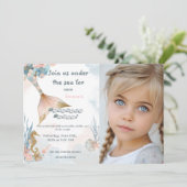 Blush roze zeemeermin staart verjaardag kaart (Staand voorkant)