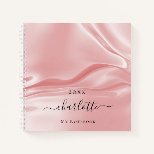 Blush roze zijde satin elegant name notitieboek (Voorkant)