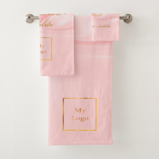 Blush roze zijde schoonheidssalon tekstbusiness lo bad handdoek (Insitu)