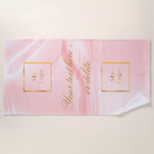 Blush roze zijde schoonheidssalon tekstbusiness lo strandlaken (Voorkant)