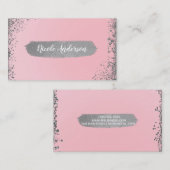 Blush roze zilver Glitter Glam Modern Chic Visitekaartje (Voorkant / Achterkant)