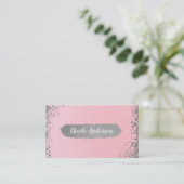 Blush roze zilver Glitter Glam Modern Chic Visitekaartje (Staand voorkant)