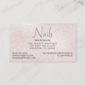 Blush Roze Zilver Glitter Nail Artist Visitekaartje (Achterkant)