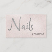 Blush Roze Zilver Glitter Nail Artist Visitekaartje (Voorkant)