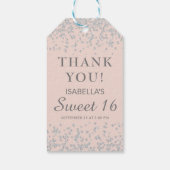 Blush Roze Zilver Glitter Sweet 16 Bedankt Cadeaulabel (Achterkant)