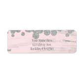 Blush Roze Zilver & Grijs Sparkle Stippen Glam Par Etiket (Voorkant)