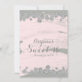 Blush Roze Zilver & Grijs Sparkle Stippen Glam Par Kaart (Achterkant)